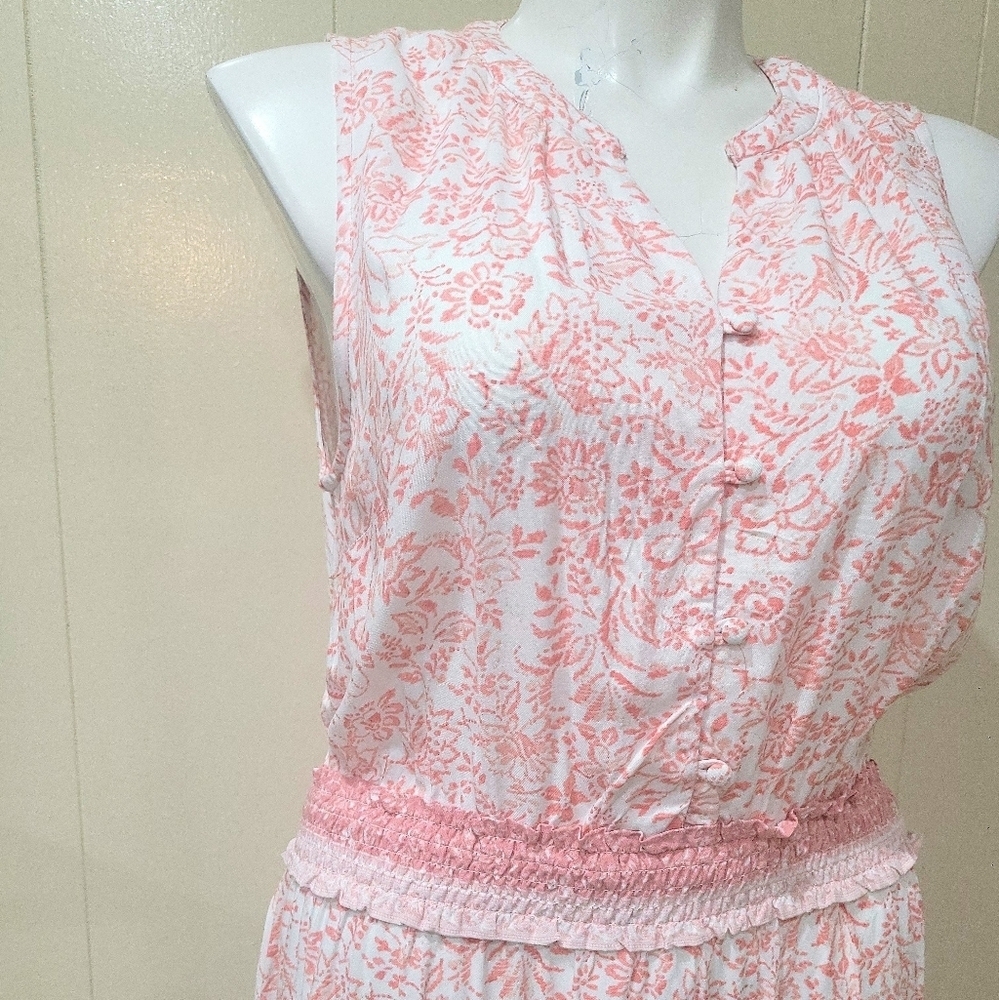 C&C California Soft Floral Midi Sundress – Pink & White Lightweight Summer Dress - Picture 3 of 10
